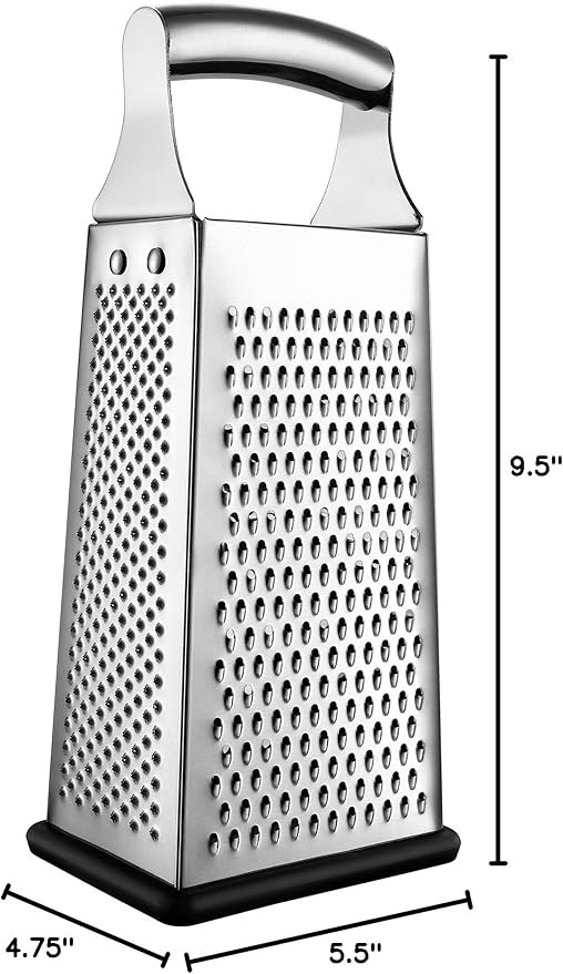 Spring Chef Stainless Steel Cheese Grater, Large Box Grater for Kitchen
