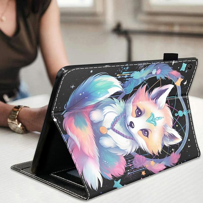 Case for Amazon Kindle Fire HD 10 Tablet 10.1 (9th/7th Generation 2019/2017 Release) Slim Folding Stand Folio Cover with Card Slot &amp Auto Wake/Sleep - African American Girl