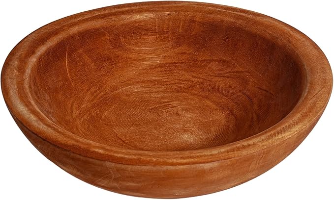 Hand Carved Wooden Decorative Bowl for Home Entryway Decor, Wood Centerpiece Bowl for Coffee Table Decor, Wood Dough Bowl for Farmhouse Decor (Mahogany)