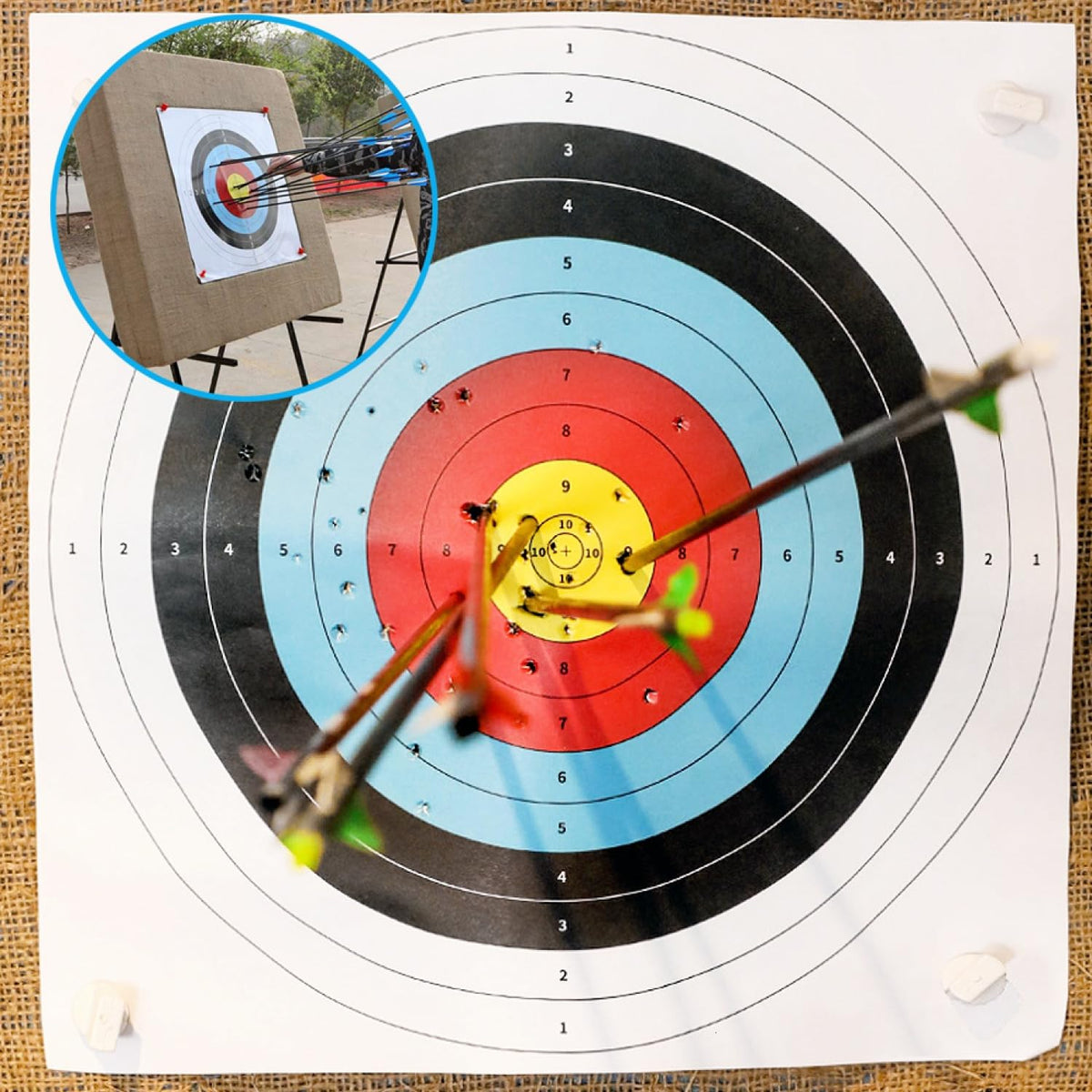 SenseYo 60 Pack Archery Targets Paper, Standard Bow Arrow Targets Archery for Hunting & Archery Targets, Target Archery Accessories for Hunting Backyard (10 Rings,16x16in)