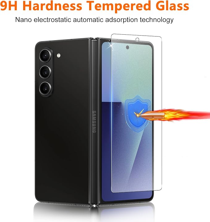 [2 Pack] for Galaxy Z Fold 7 Outer Matte Screen Protector 9H Tempered Glass Fingerprint Unlock Anti-Glare Anti-Fingerprint Case Friendly Anti Scratch Bubble Free