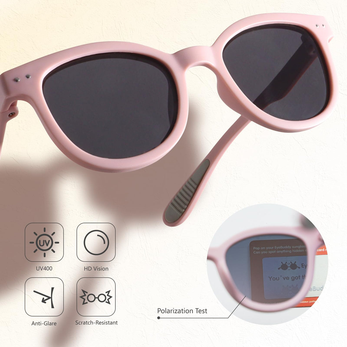 EYEBUDDY Kids Toddler Sunglasses Age 2-4/3-5 Boys Girls Polarized UV Protection Sun Glasses for Age 2-8