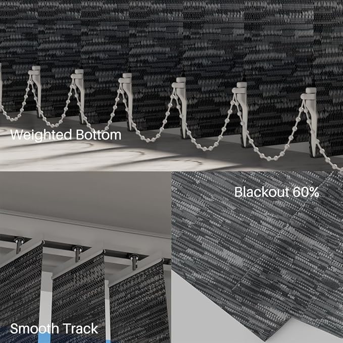 Blindify Motorized Vertical Blinds, Light Filtering Sliding Door Shades Vertical Shades Remote Control Customize, Jacquard Dark Grey