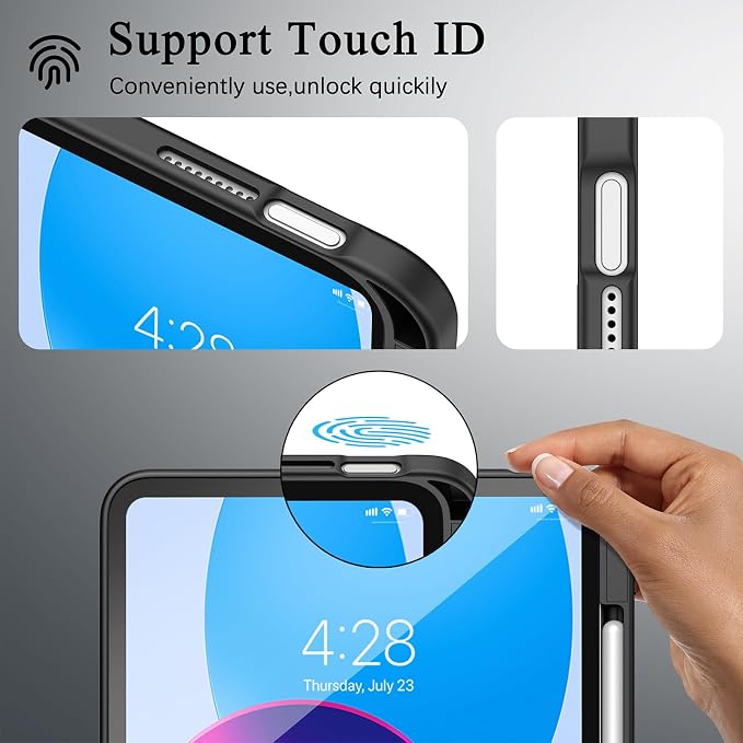 Supveco Magnetic Case for iPad A16 11th/10th Generation 11 2025/10.9 2022 | Slim Lightweight Soft TPU BumperMagnetic Hard PC Back Cover with Pencil Holder Drop ProtectionSupports Touch IDBlack