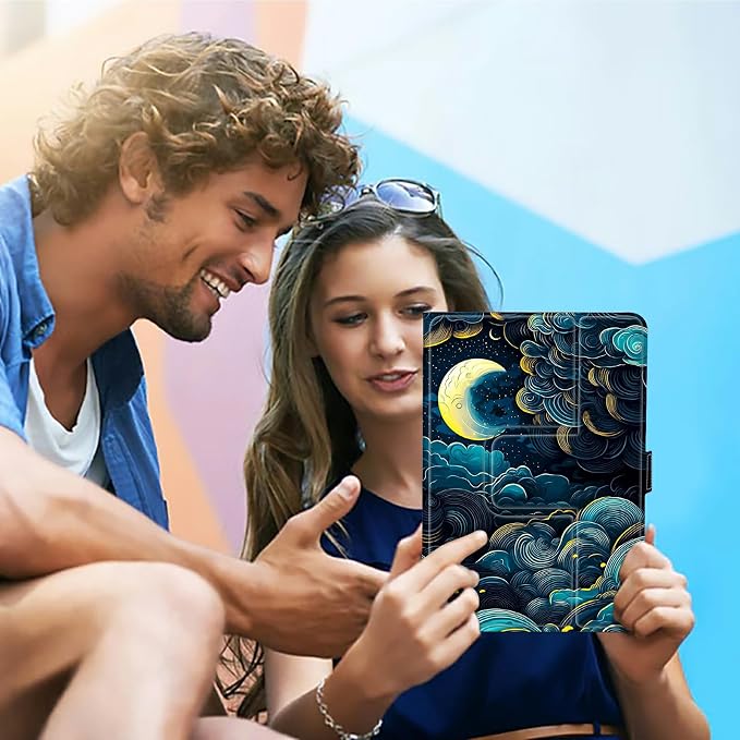 for Walmart Onn 10.1 2024 Onn 10.1 Gen 4 Universal Tablet Case 360 Degree Rotating Kickstand Protective Stand Case with Multiple Viewing PU Leather Shell Case Black Book Cat