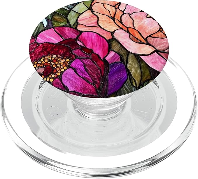Vibrant Peonies in Bold Pink and Red Artwork PopSockets PopWallet for MagSafe