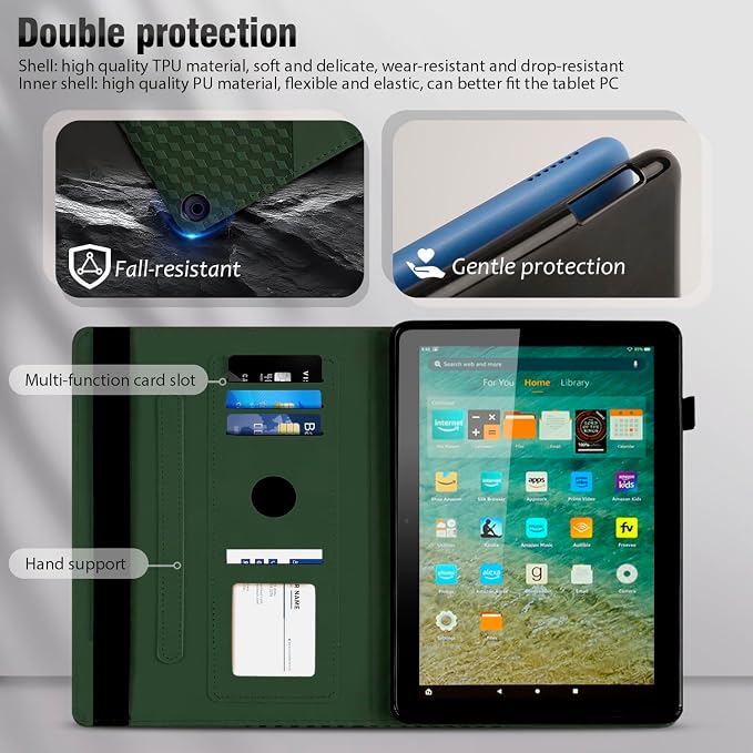 Premium Leather Folio Case for DM 10 Tablets (13th/11th Gen 2025/2023/2021) - Auto Wake/Sleep Multi-Angle Stand Card Slots &amp Military-Grade Protection(Black)