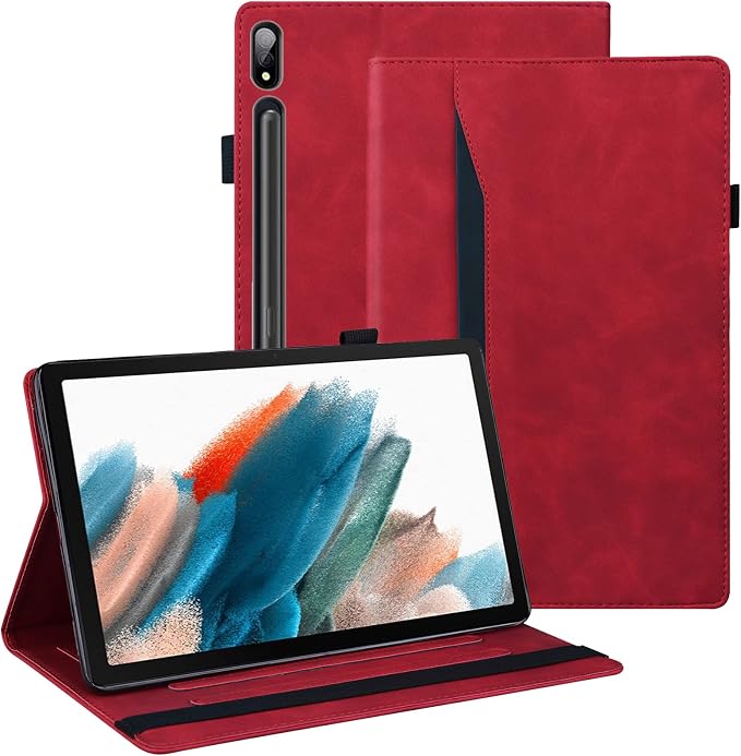 Dteck Wallet Case for Galaxy Tab S10+/S9+/S7 FE/S8+/S7 Plus 12.4 Tablet Premium PU Leather Folding Stand Auto Wake/Sleep Pen Holder Case with Hummingbirds