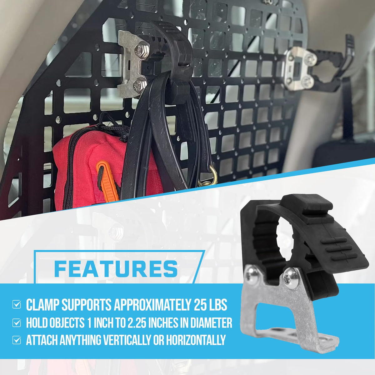 Rago Molle Panel Mounts with Quick Fist Clamps for Shovels and Axes CNC