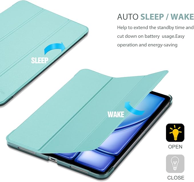 ProCase Smart Case for iPad Air 11-inch M4/M3/M2 &amp Air 10.9 5th/4th Gen | Hard Back Cover with Auto Sleep/Wake Slim Lightweight Case for iPad Air 11 2026/25/24 &amp 10.9 2022/2020-Aqua