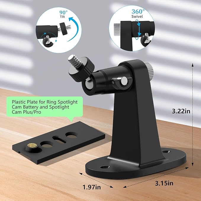 Adjustable Wall Mount for Spotlight Cam Plus/Pro (Battery) and Stick Up Cam/Pro (Battery), 360° Swivel Mounting Bracket for Indoor and Outdoor Use,Black
