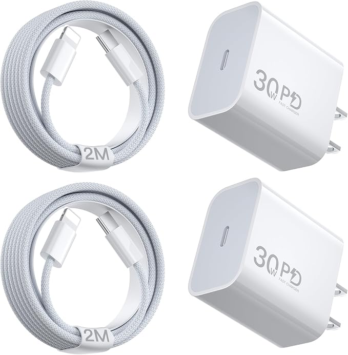 30W i Phone 14 13 12 11 Charger 6.6FT Long Fast Charging Lightning Cable with USB C iPhone Chargers Type C Wall Charger Block for iPhone 14/14 Pro Max/13/12/11/XS/Max/XR/X/SE