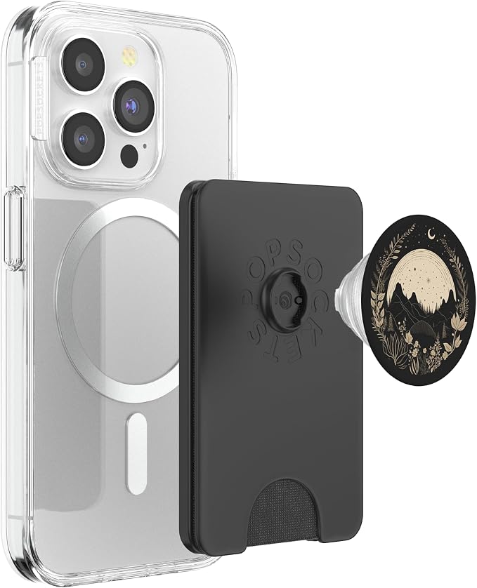 Boho Chic Floral Forest Nature Mountain Moon Hiking Camping PopSockets Adhesive PopGrip