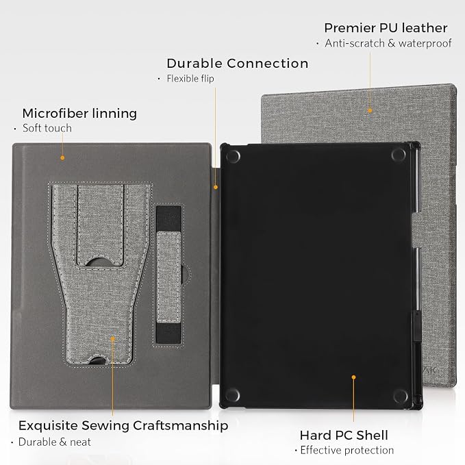 CoBak Stand Case for Remarkable Paper Pro Tablet 11.8 with Hand Strap | Auto Sleep/Wake Folio Lightweight Protective Cover with Pen Holder and Nibs Holder for 11.8 inch 2024 Released (Notebook)
