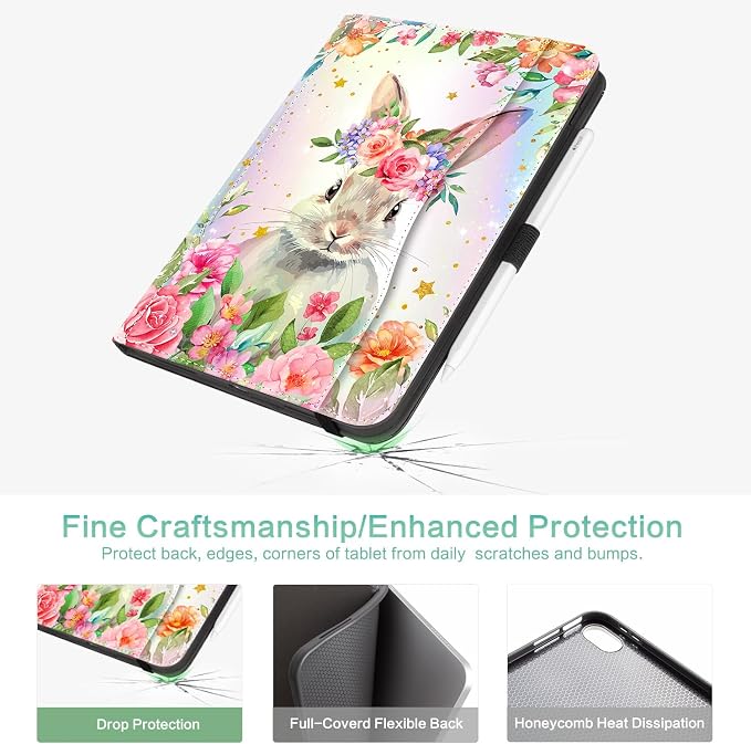 Lokigo Case for iPad (A16) 11th/10th Generation Aurora Forest | for iPad 11th-11 Inch/10th-10.9 Inch Stand Cover Pencil Holder/Hand Strap/Pocket Support Touch ID Auto Wake/Sleep