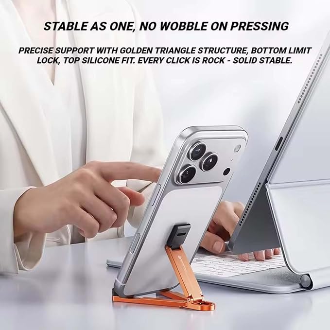 Aluminum Alloy Folding Phone StandPortable Mini Keychain Universal Desktop Holder Lightweight 22g Multifunctional Phone Support (Black)