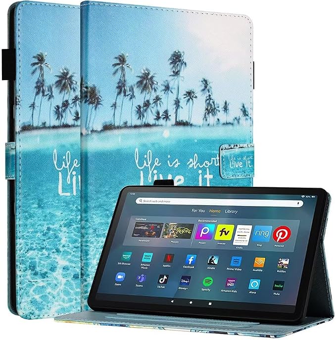 Fancity for Amazon Kindle Fire Max 11 Case 13th Generation 11 2023 Release | Soft PU &amp TPU Leather Protective Stand Cover Case for Fire Max 11 with Smart Auto Wake/Sleep Pencil Holder Beach