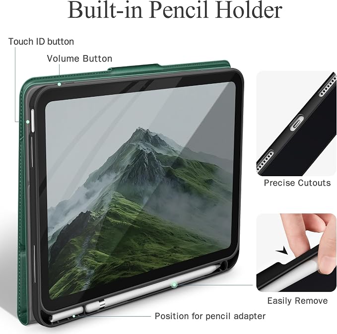 auaua Case for iPad (A16) 11th/10th Generation | with Pencil Holder Pocket Typing Angle Muti-Stand Magnetic Closure Auto Sleep/Wake