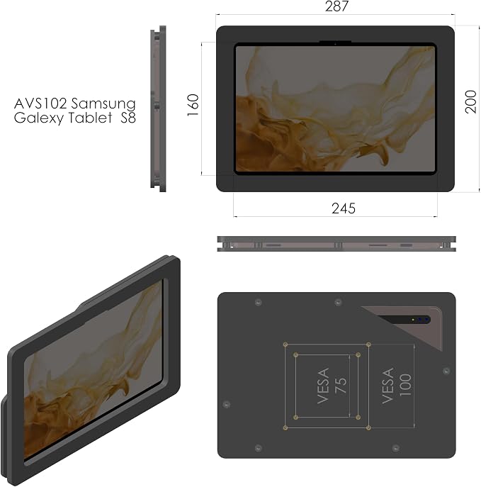 Anti-Theft Acrylic Case with EZ Foldable Aluminum Desktop Stand for Samsung Galaxy TAB Tablets (Black TAB A8 10.5)