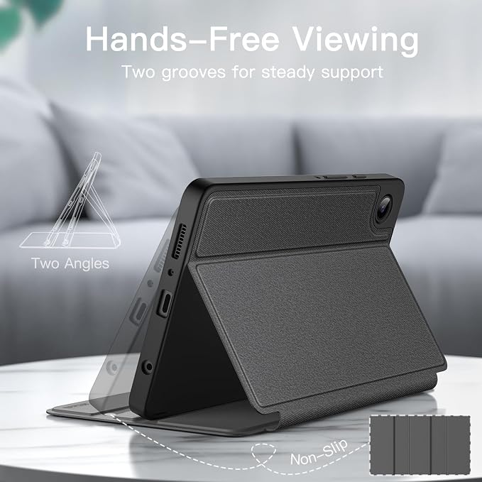 JETech Folio Case Cover for Samsung Galaxy Tab A9 8.7 Black | Multi-Angle Stand Cover Slim Protective Cover Auto Wake/Sleep