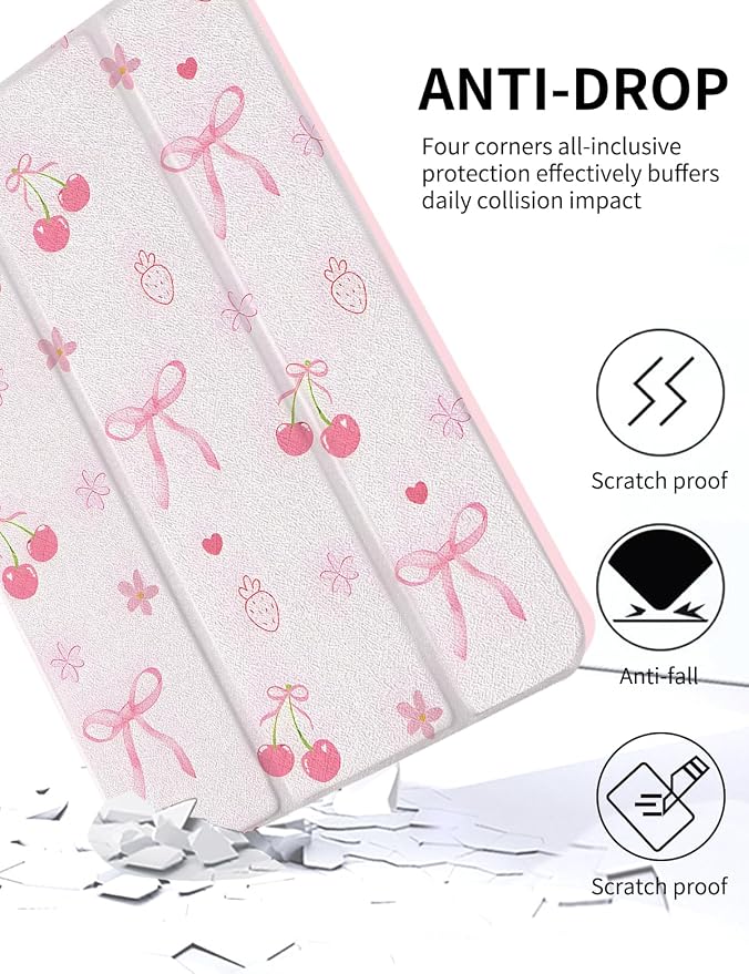 Case for iPad 9th/ 8th/ 7th Generation Case 10.2&amp10.5 Inch (2021/2020/2019 Release) Slim Lightweight Soft Trifold Back Cover with Pencil Holder &amp Auto Sleep/Wake CoverBeige Checkered