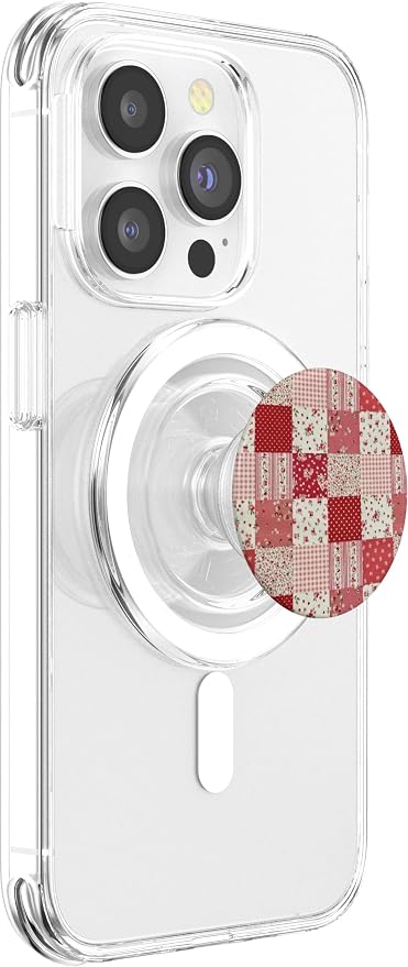Red Floral Patchwork Pattern PopSockets Adhesive PopGrip