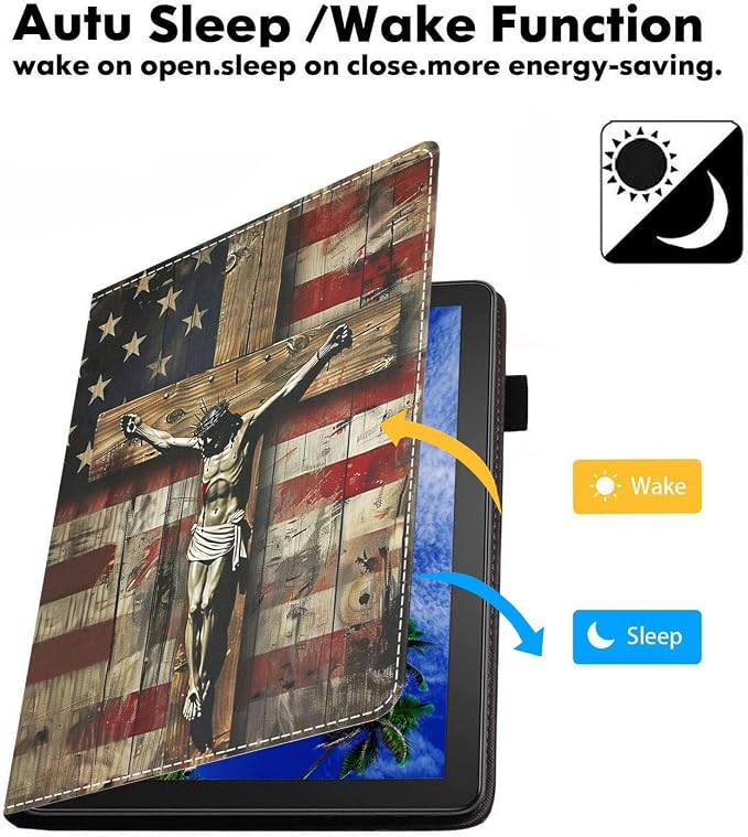Case for Amazon Fire HD 10 Tablet (9th/7th Generation 2019/2017 Release) Slim PU Leather Cover with Card Slot &amp Auto Wake/Sleep for Fire 10.1 Tablet African American Girl