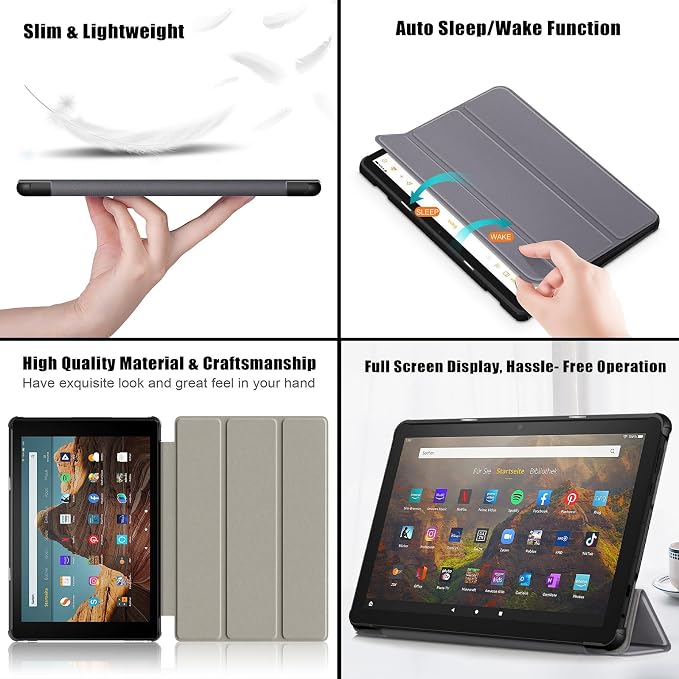 Slim Case for Amazon Fire Max 11 Tablet (13th Generation 2023 Release) Trifold Lightweight Hard Shell PU Leather Stand Folio Protective Cover with Auto Wake/Sleep Colored Graffiti Doodle