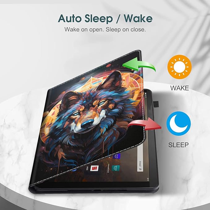 Case for All-New Amazon Fire HD 10 and 10 Plus Tablet (13th/11th Generation 2023/2021 Release) 10.1 - Slim Fit Standing Cover with Auto Sleep/Wake，Wolf
