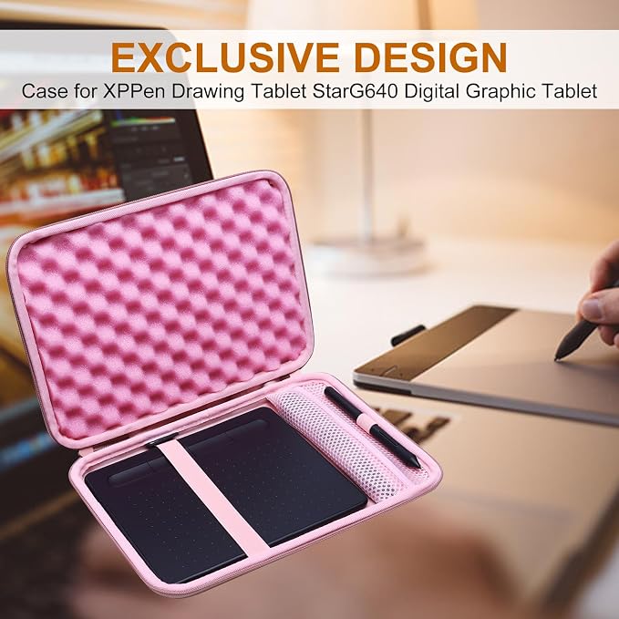 LTGEM Tablet Case for Wacom Intuos Small Graphics Drawing Tablet fits Model # CTL4100 or XPPen Graphics Tablet fits Model # StarG640 (Black)
