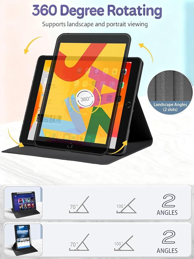Case for iPad 9th / 8th / 7th Generation (2021/2020/2019) 10.2 Inch PU Leather Slim Folding Stand Shell Protective TPU Cover with Auto Wake/Sleep Sunflower African American Women