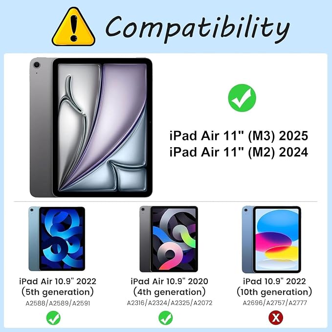 Case for iPad Air 11-inch (M4 2026 / M3 2025 / M2 2024) iPad Air 5th/4th Gen (2022/2020) 10.9 Slim PU Leather Folio Stand &amp Auto Sleep/Wake Protective Smart Cover Tree Fluorescent