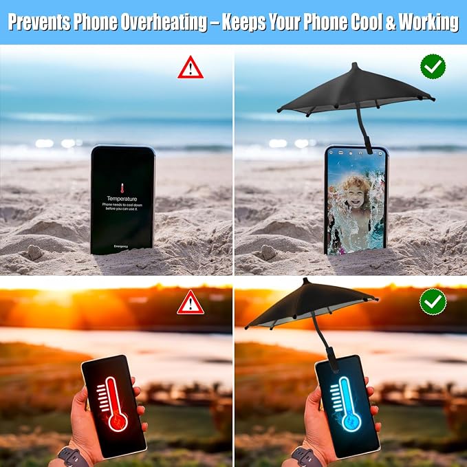 Phone Umbrella - Anti-Glare Sun Shade Phone Umbrella for Sun iPhone Clip On umbrella for phone sun shade Protects from Sunlight and Glare Outdoor Activities Universal Fit for All Smartphones