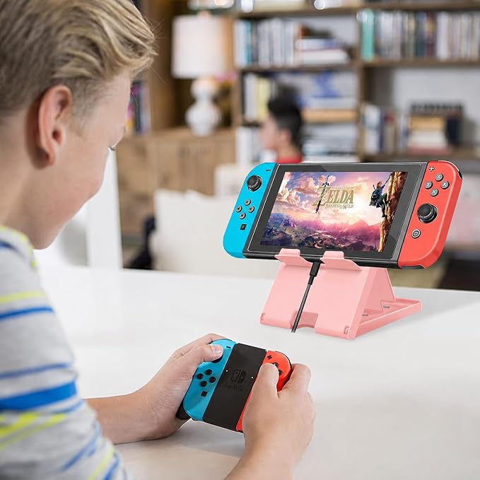 Stand Compatible with Nintendo Switch Adjustable Switch Playstand Foldable Phone Stand for Desk Compact &amp Portable Switch Holder Accessories (Black)