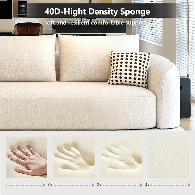 111" Modular Sectional Couches Luxury Modern Curved Back U-Shape Sofa Set with Ottoman,Minimalist Comfy Boneless Cloud Couch for Living Room Apartment,(Left Facing Chaise,White)