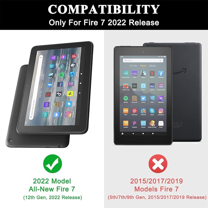 Case for All-New Fire 7 Tablet (12th Generation 2022 Release) Book Reading Lovers Gifts Lightweight PU Leather Stand Protective Cover with Auto Sleep Wake