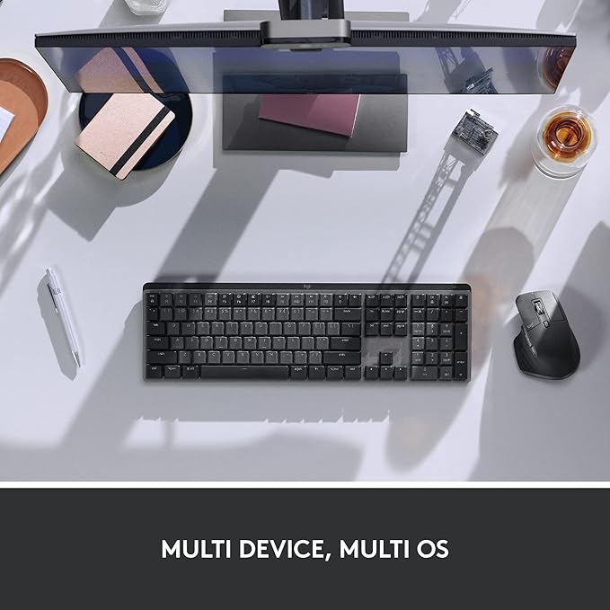 Logitech MX Mechanical Full-Size Illuminated Wireless Keyboard, Linear, and MX Master 3S Performance Wireless Bluetooth Mouse Bundle, macOS, Windows, Linux, iOS, Android