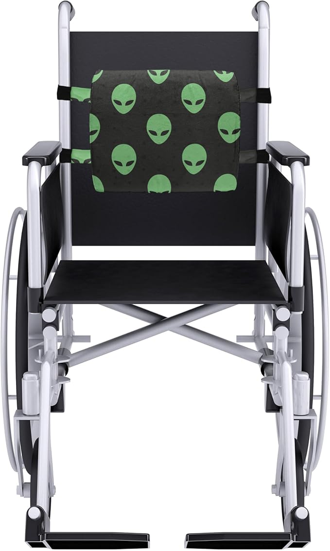 Ambesonne Alien Lumbar Back Support Pillow, Supernatural Martiansal Beings from Other Planets Head of an Alien, High Density Foam for Office Chairs Car Seats, 14" x 13", Fern Green Black