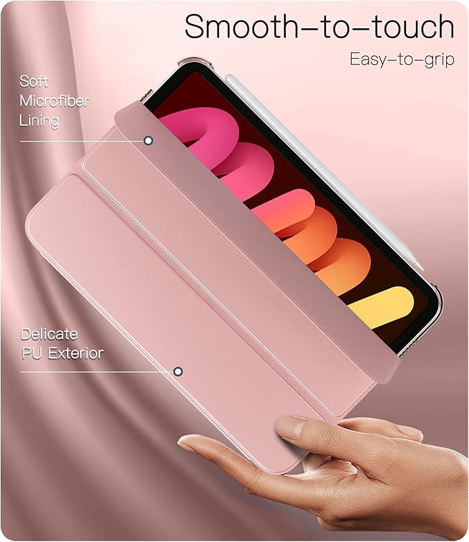 TiMOVO Case for iPad mini 7 A17 Pro 8.3 &amp mini 6th Gen - Black | Slim Translucent Hard Back Folio Cover Support Touch ID Auto Wake/Sleep