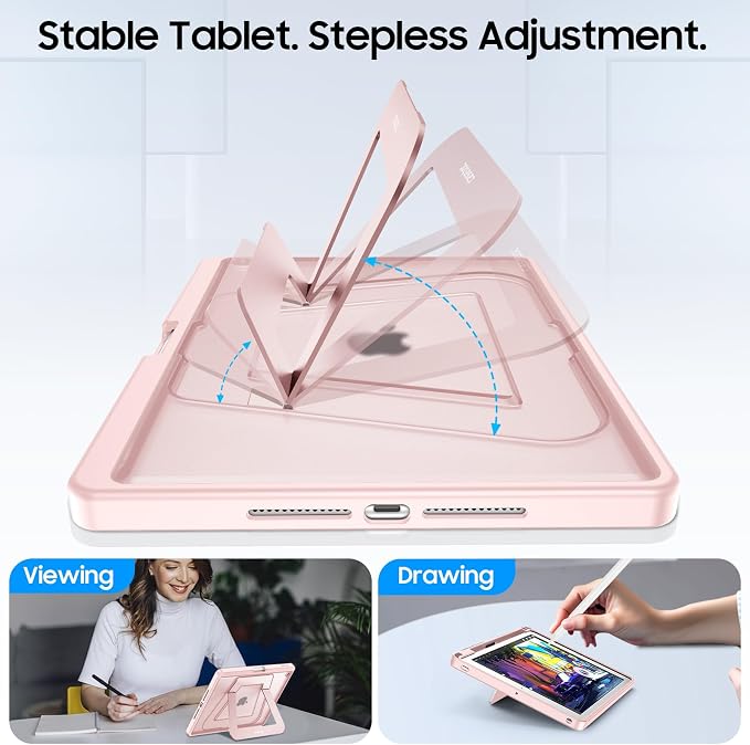 Fintie Shockproof Case for iPad 9th / 8th / 7th Generation 10.2 Inch | Slim Frosted Hard Back Cover Multi-Angle Viewing Built-in Kickstand &amp Pencil Holder Anti-Scratch Black
