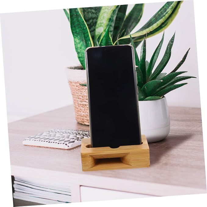 Angoily Wooden Phone Holder Desk Stand Bracket Echo Resonance Sound Amplifier