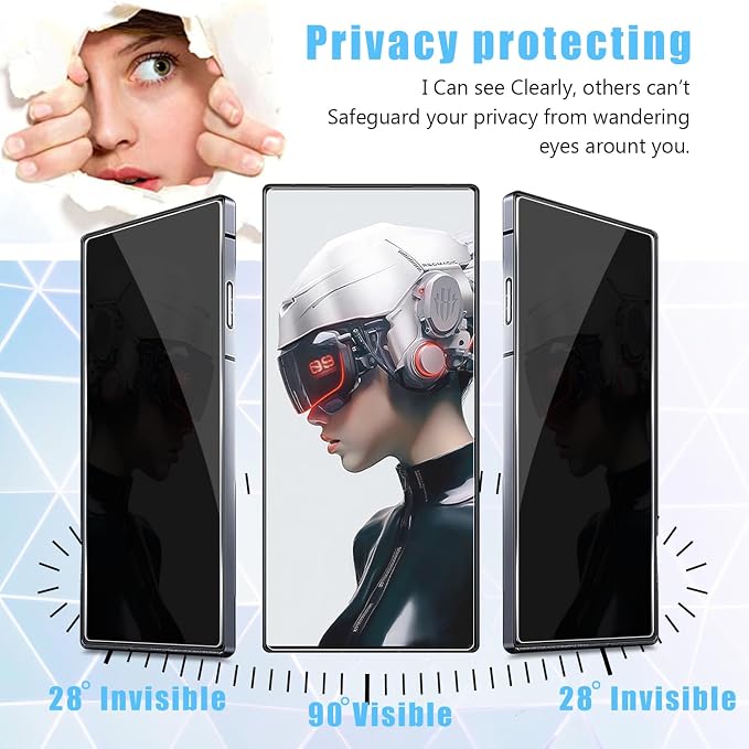for Nubia Red Magic 9 Pro/Magic 9 Pro+ Privacy Screen Protector and Camera Lens Protector Anti-Spy Flexible Privacy Screen Protector 9H Hardness Anti-Scratch Bubble Free