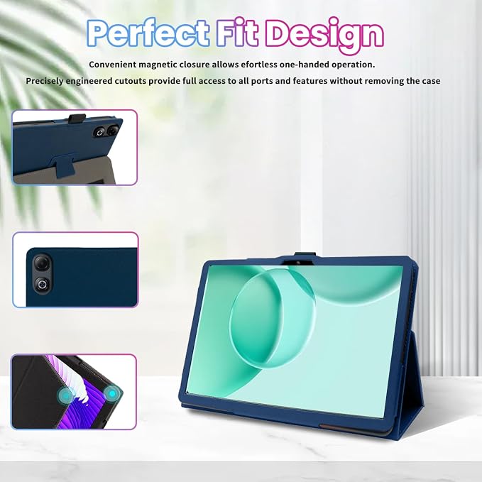 Case for DOOGEE Tab G6 Max 13.4-Inch TabletShockproof PU Leather Cover with Hand Strap Two-Fold StandCompatible with Tab G6 Max 13.4 Android Tablet (Black)