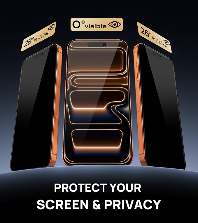 SSLOTSCASE for iPhone 17 Privacy Screen Protector [2 Pack] [9H Hardness] | Anti Spy Tempered Glass Film Military Grade Shatterproof Easy Installation Anti Reflective Screen Protector for iPhone 17