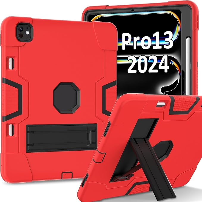 for iPad Pro 13 Inch Case M4 (2024 Model 7th Generation) A2925 A2926 A3007 with Kickstand Silicone Cover Protective Case for iPad Pro 13” Black