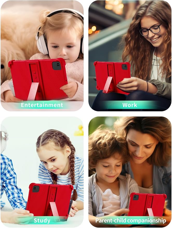 Case for YLEEBG TAB10 10 inch Android 14 TabletsWUNIAK Hollow Back DesignHeat Dissipation Shockproof Lightweight Adjustable Kickstand Silicone Shell&ampKids Friendly Soft CaseBlack