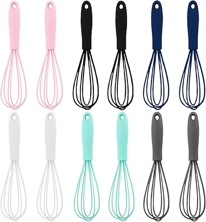 Nalegtocw Silicone Whisk,6.7in Small Whisk,Set of 12