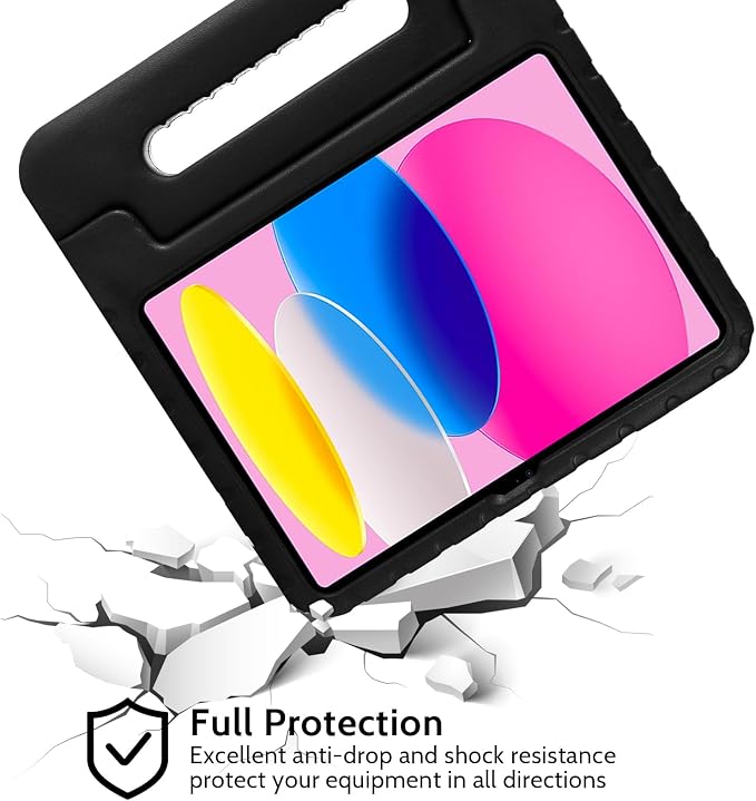 Dteck Kids Case for iPad 10.2 - Shockproof Rugged EVA Handle Stand Child Proof Case for iPad 9/8/7 Generation Black