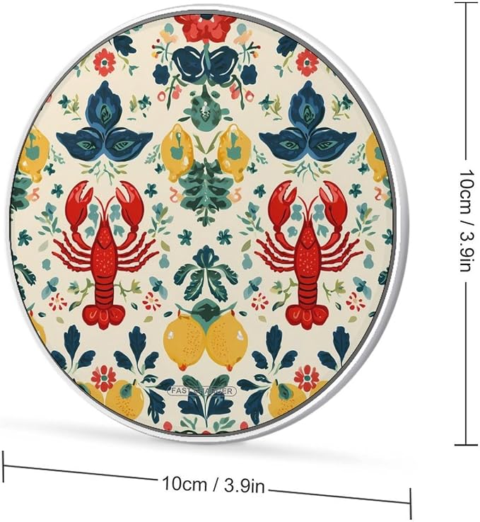 Vintage Lobster Floral Universal Phone Charger Magnetic Charging Pad with USB Cable