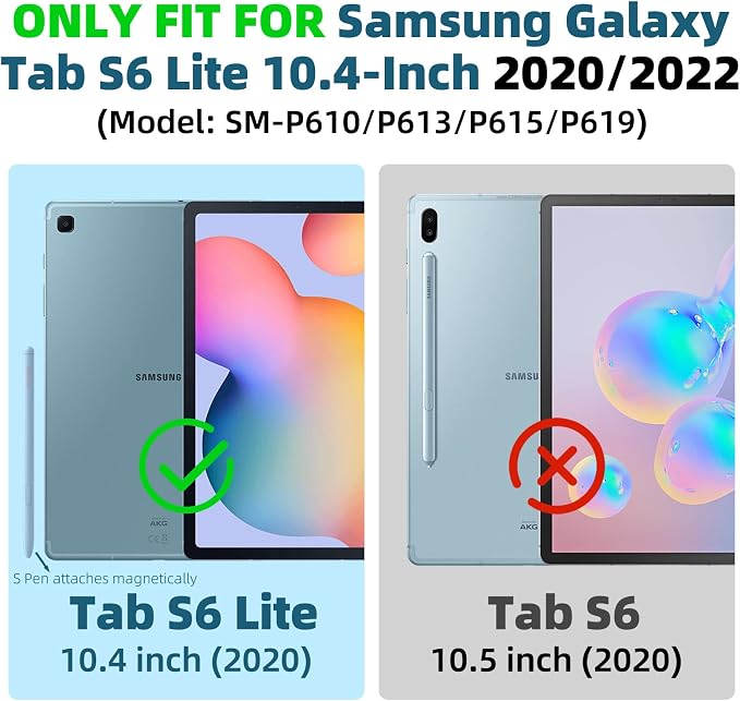 Shockproof Protective Case for Samsung Galaxy Tab S6 Lite 2024/2022/2020 Model SM-P610/P613/P615/P619 - Folding Stand Cover for Galaxy Tablet S6 Lite - Cute Dinosaur